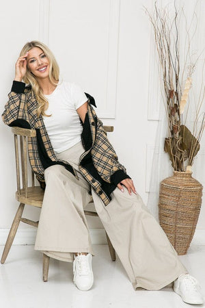 Oversized Elbow Patch Shacket Orange Farm Clothing Plaid Combo S 