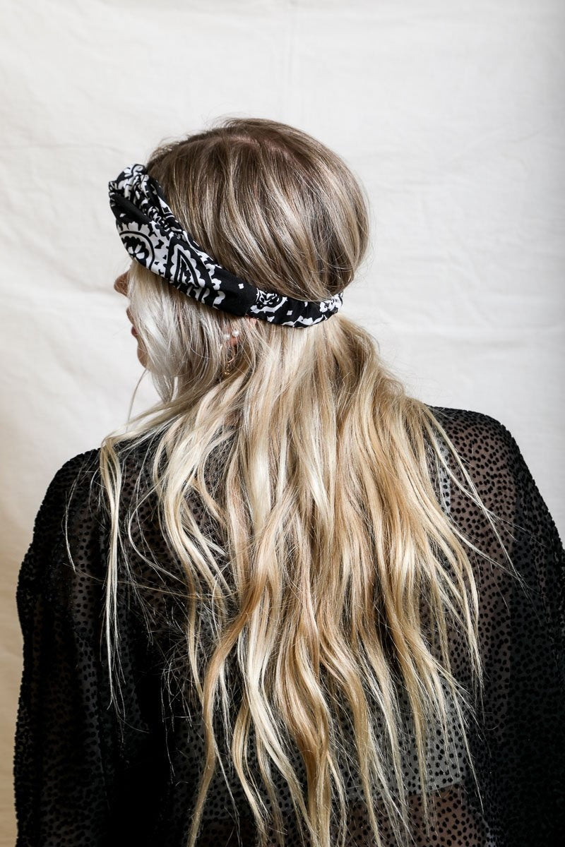 Paisley Boho Head Wrap Hats & Hair Black