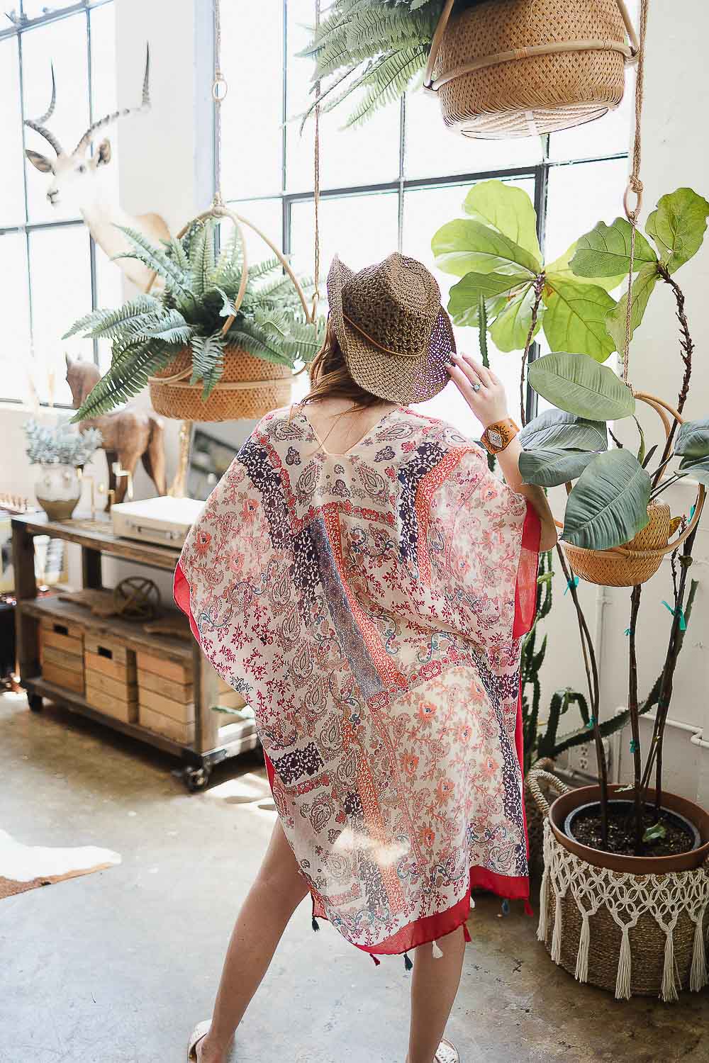 Paisley Floral Patchwork Kimono Red