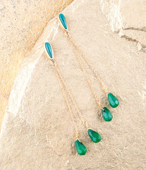 Palios Green Onyx Cascade Post Earrings