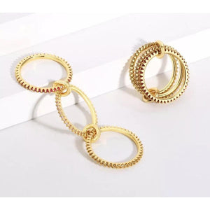 18k Gold Plated Pave Triple Ring Set