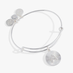 Initial A Pave Starburst Texture Bangle