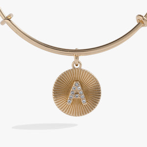 Initial A Pave Starburst Texture Bangle