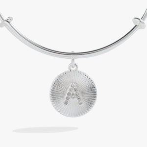Initial A Pave Starburst Texture Bangle