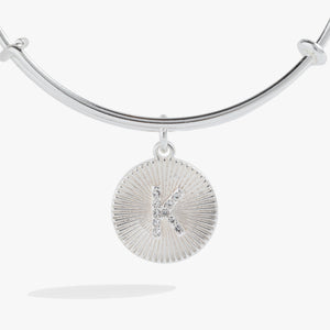 Initial K Pave Starburst Texture Bangle