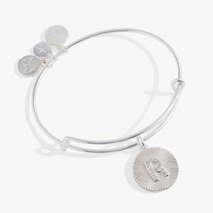 Initial R Pave Starburst Texture Bangle