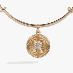 Initial R Pave Starburst Texture Bangle