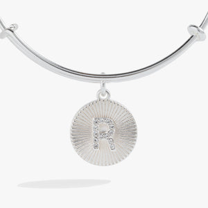 Initial R Pave Starburst Texture Bangle