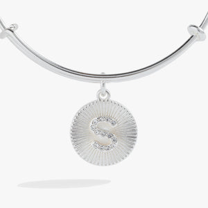 Initial S Pave Starburst Texture Bangle