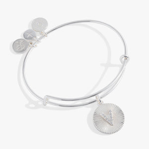 Initial V Pave Starburst Texture Bangle