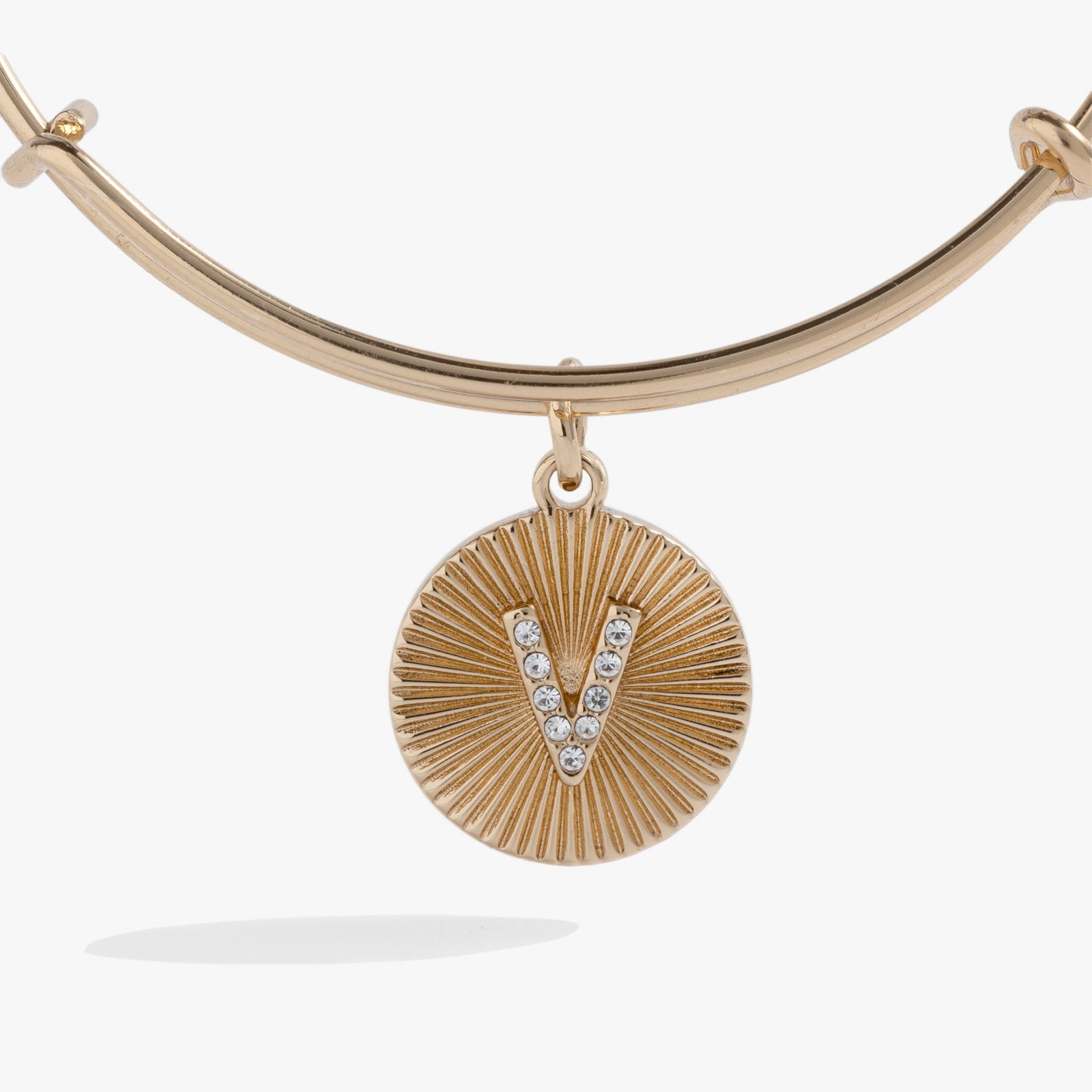 Initial V Pave Starburst Texture Bangle