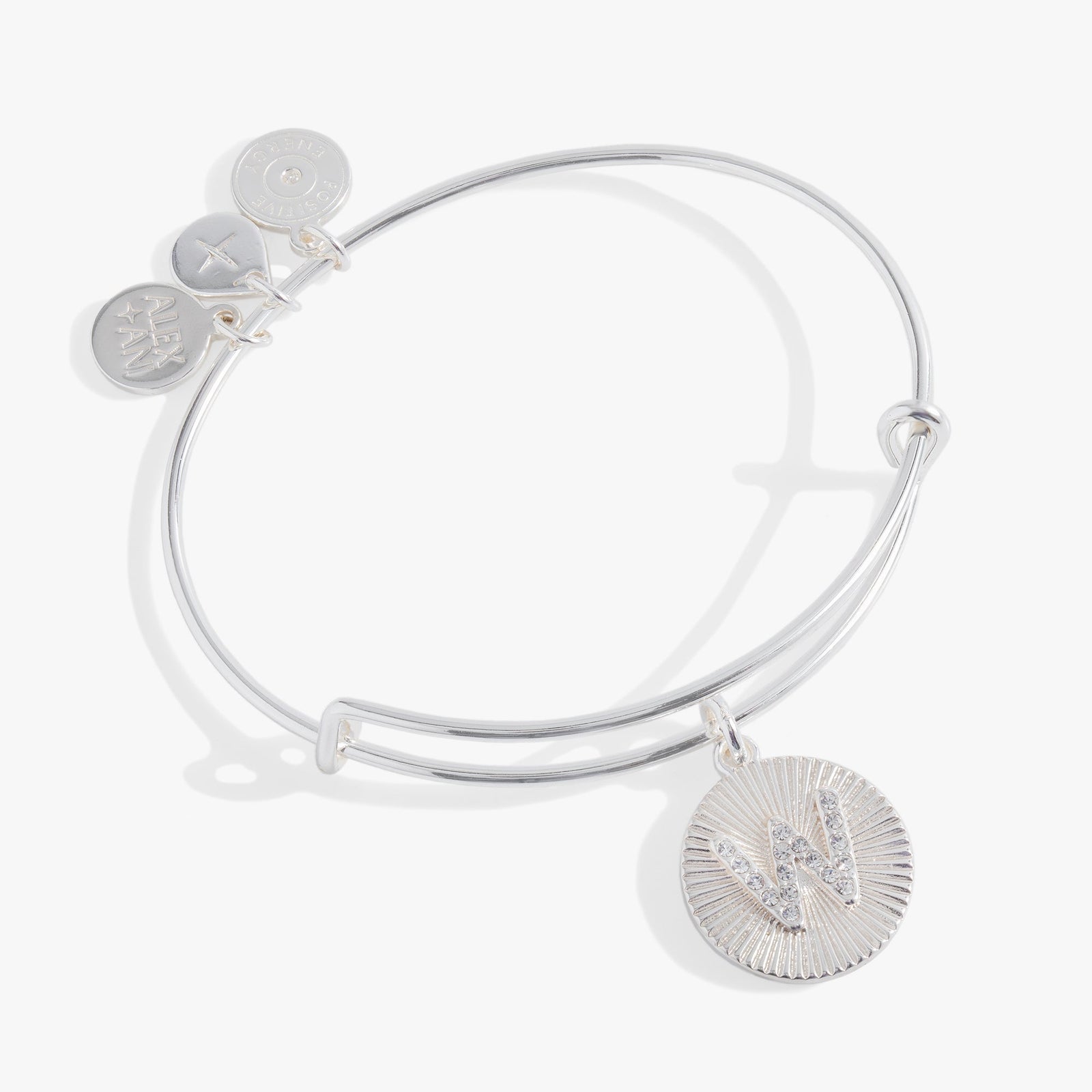 Initial W Pave Starburst Texture Bangle