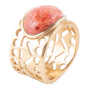 Pharoah Orange Sponge Coral and Golden Bronze Ring