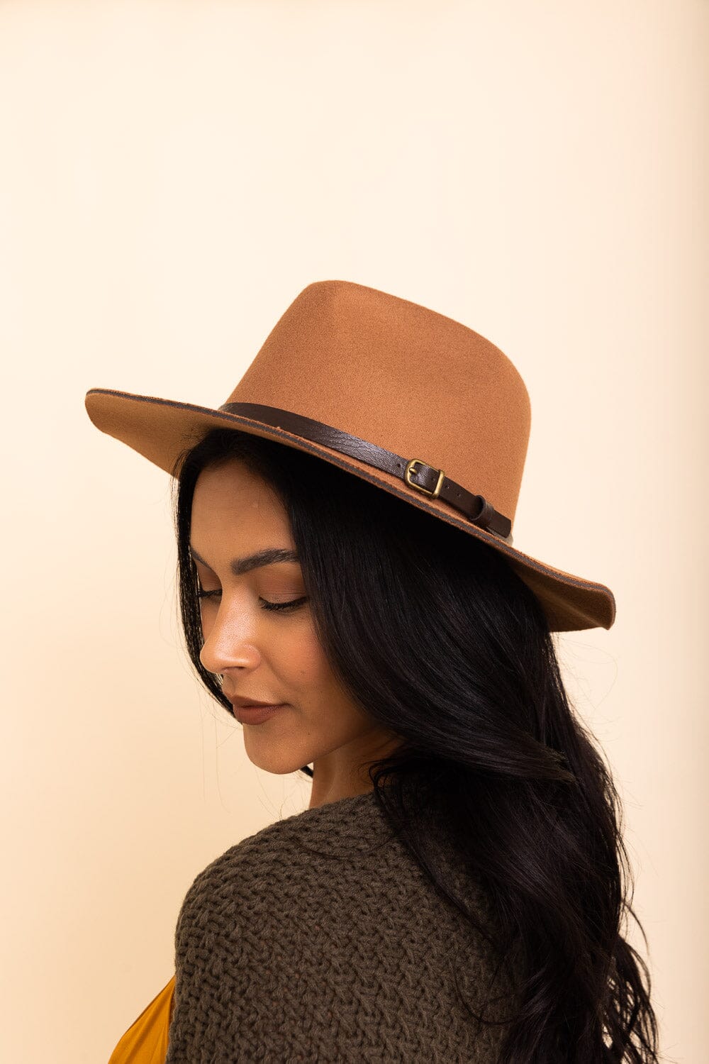 Pinched Front Western Style Hat Hats Leto Collection Camel 