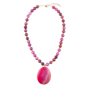 Pink Magenta Dreams Agate Slab Pendant Necklace