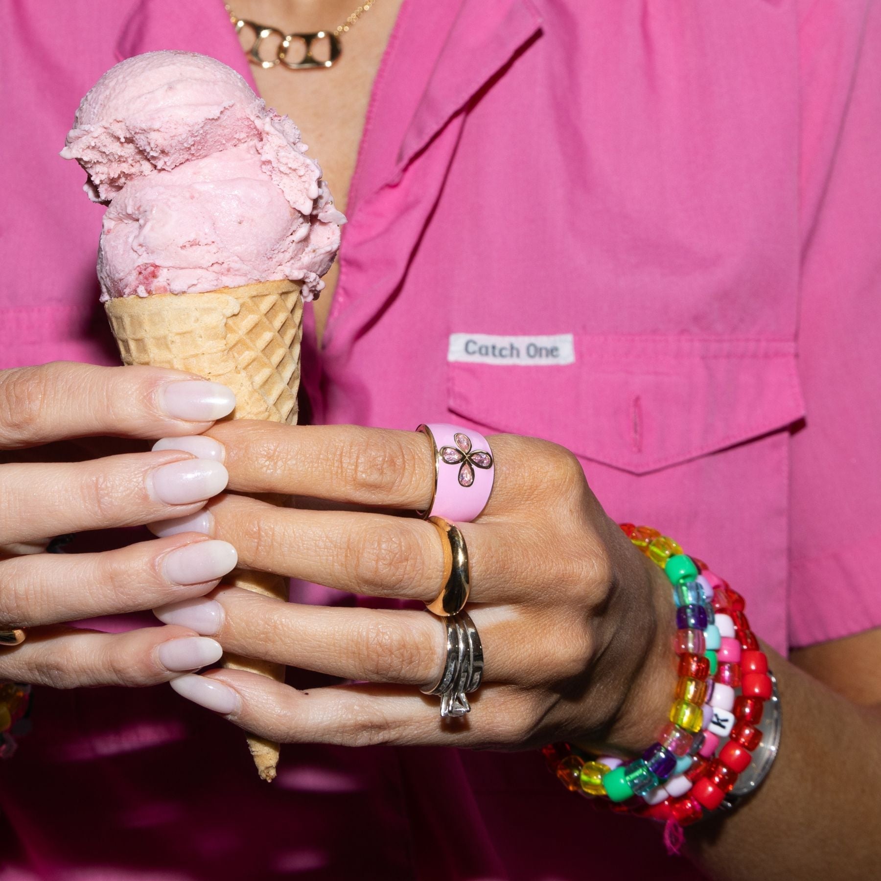 Pink Nickelmark Cigar Ring