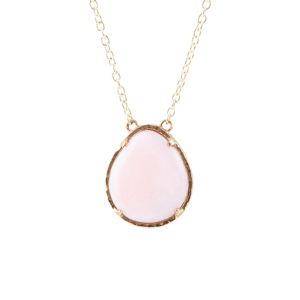 Pink Opal Teardrop Golden Necklace
