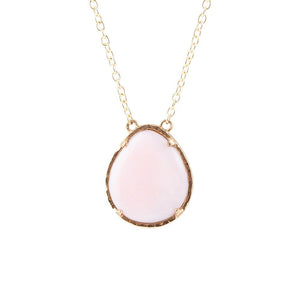 Pink Opal Teardrop Golden Necklace