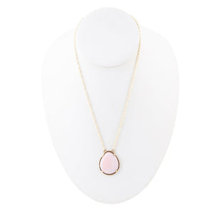 Pink Opal Teardrop Golden Necklace