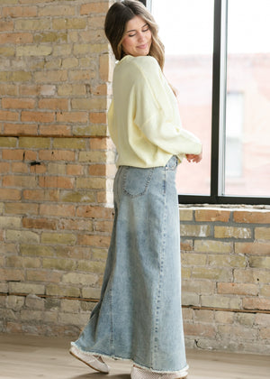 Piper A-line Long Denim Maxi Skirt