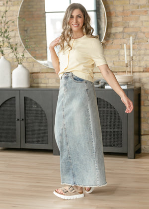 Piper A-line Long Denim Maxi Skirt