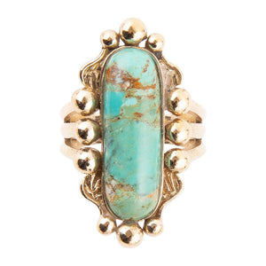 Plateau Blue Turquoise and Golden Ring