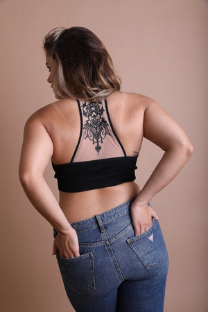 Plus Size Tattoo Back Bralette 1X2X / Black