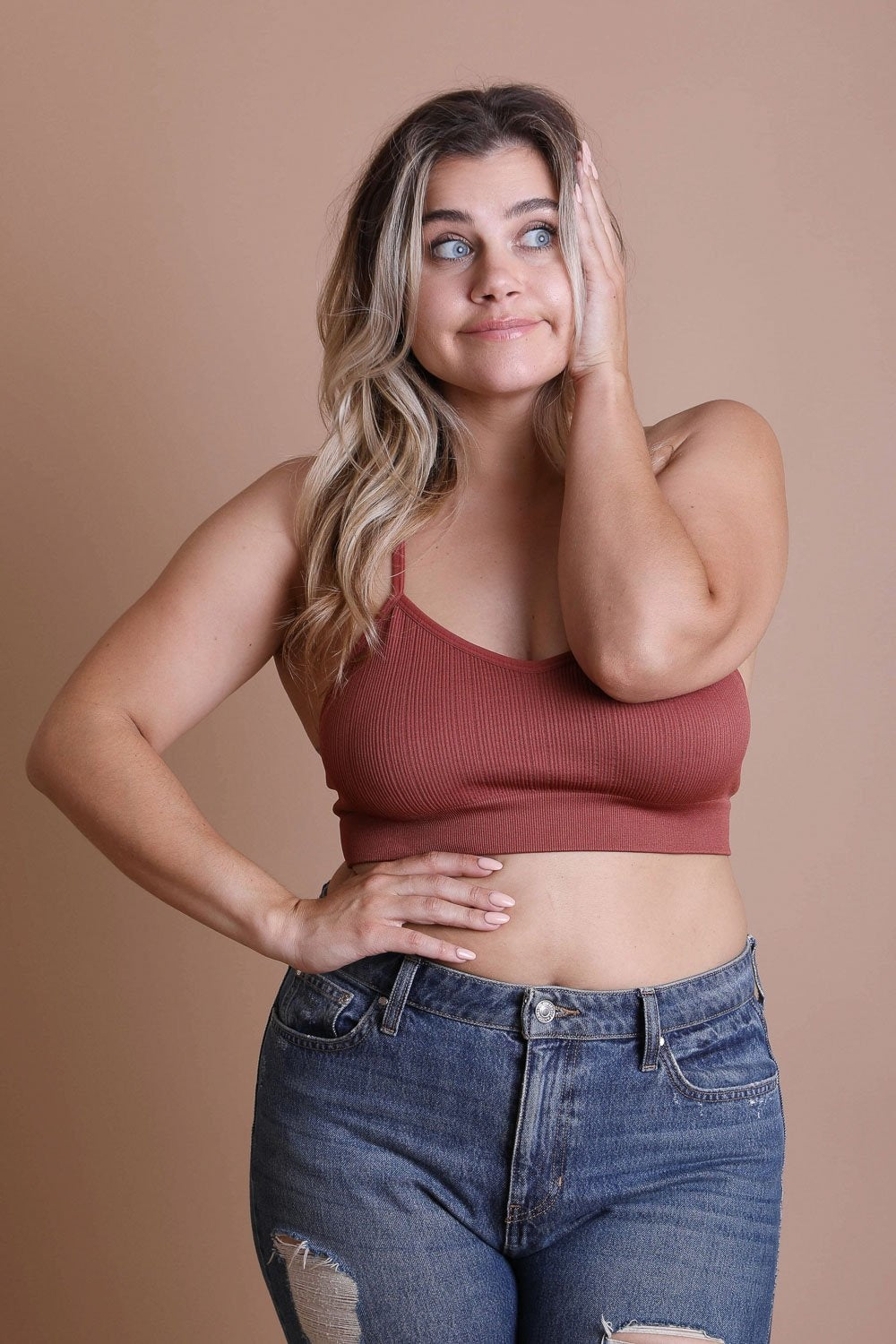 Plus Size Tattoo Back Bralette 1X2X / Rust
