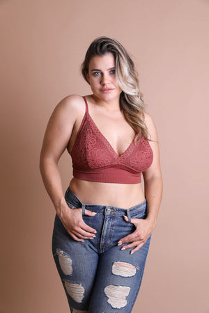 Plus Size Waistband Loop Lace Brami Rust