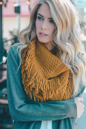 Pointelle Fringe Infinity Scarves Leto Collection 