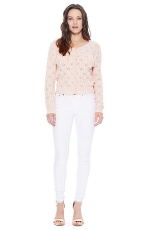 Pointelle Patterned Button Down Sweater Cardigan Mak 