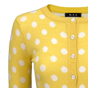 Polka Dot Jacquard 3/4 Sleeve Sweater Cardigan Mak 