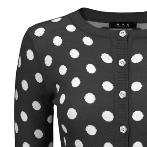 Polka Dot Jacquard 3/4 Sleeve Sweater Cardigan Mak 