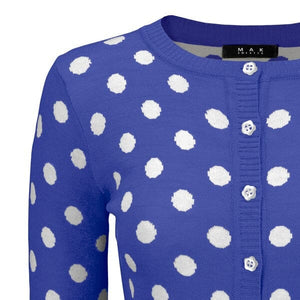 Polka Dot Jacquard 3/4 Sleeve Sweater Cardigan Mak 