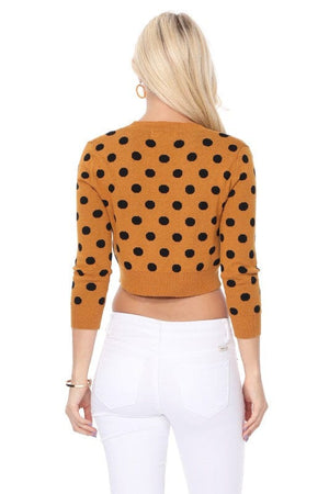 Polka Dot Jacquard Cropped Bolero Sweater Cardigan Mak 
