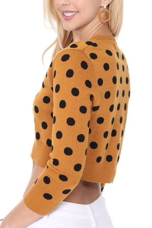 Polka Dot Jacquard Cropped Bolero Sweater Cardigan Mak 