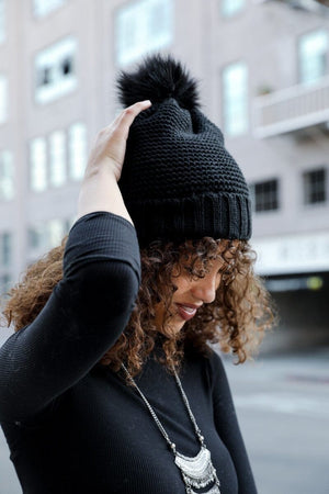 Pom Beanie with Faux Sherpa Lining Hats & Hair Leto Collection 