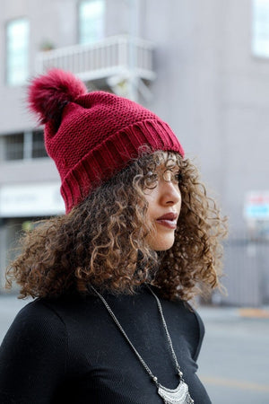 Pom Beanie with Faux Sherpa Lining Hats & Hair Leto Collection 