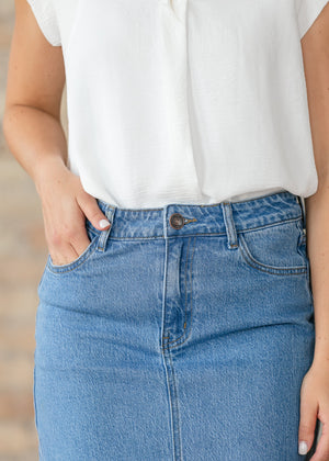 Remi Denim Classic Wash Midi Skirt