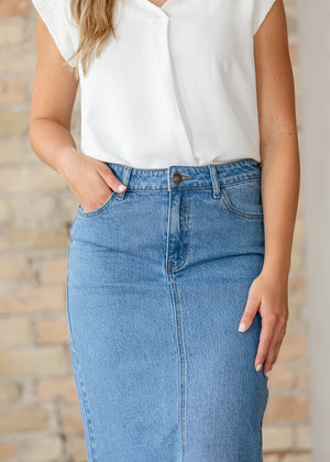Remi Denim Classic Wash Midi Skirt
