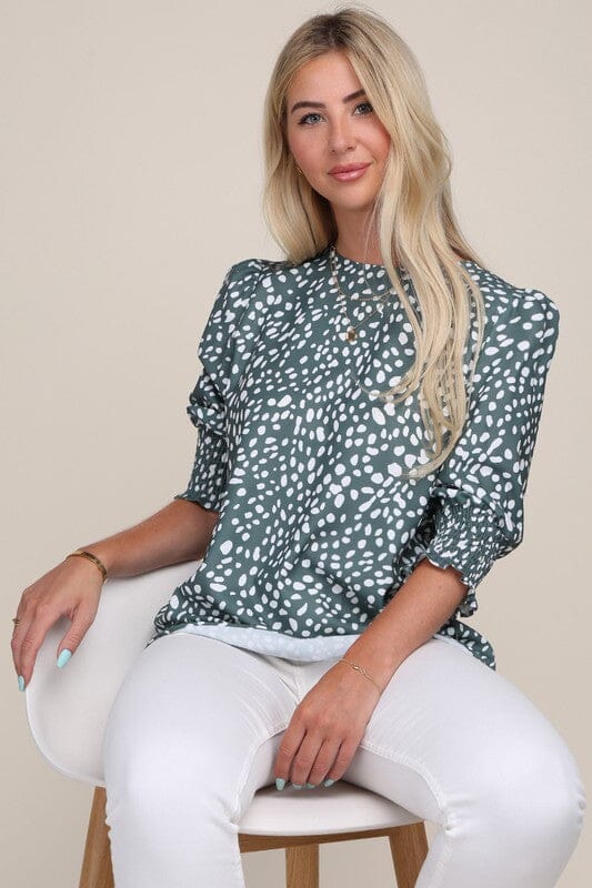 Puff Sleeve Top Nuvi Apparel green s 