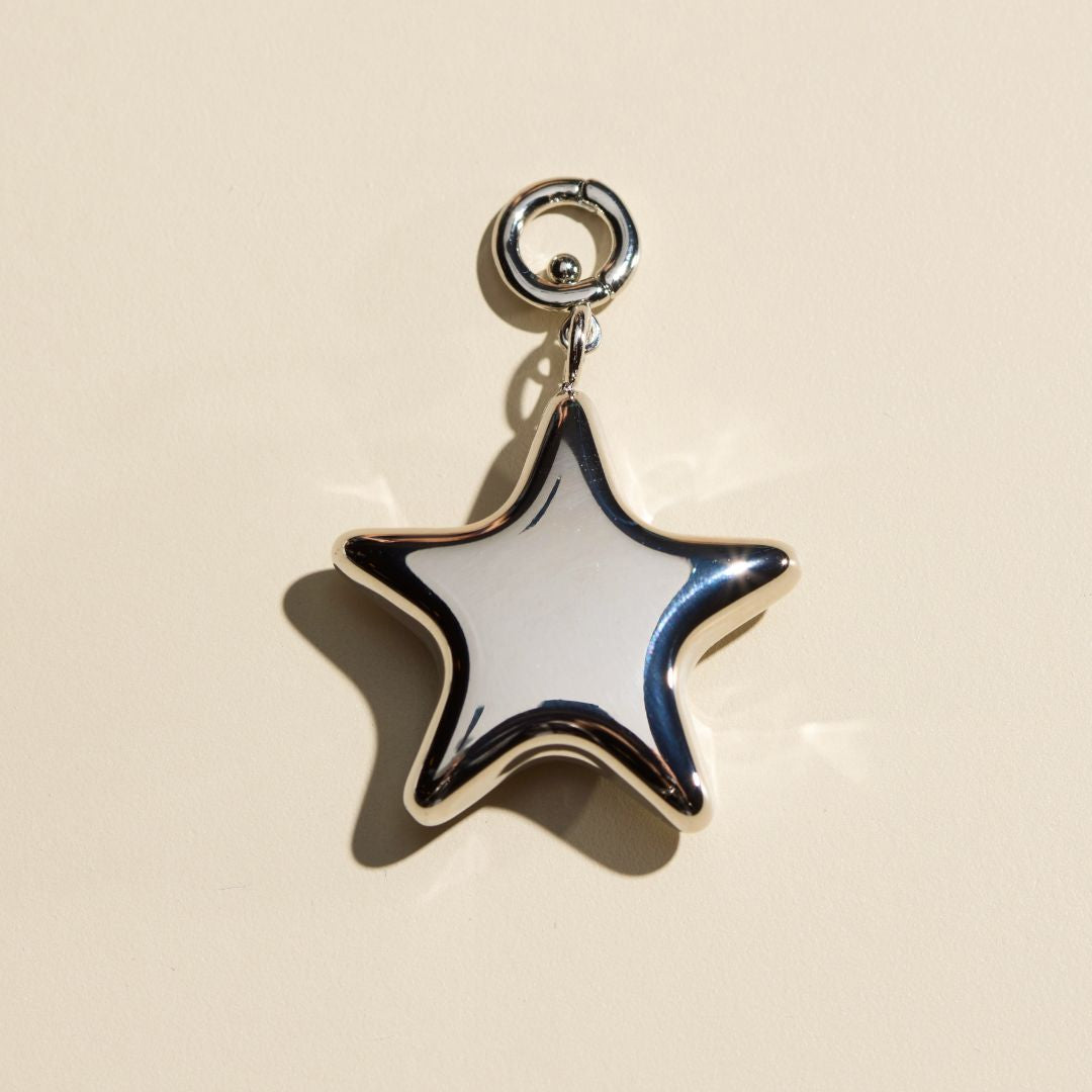 Silver Puffy Star Charm