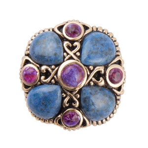 Purple Turquoise and Blue Lapis Golden Statement Ring