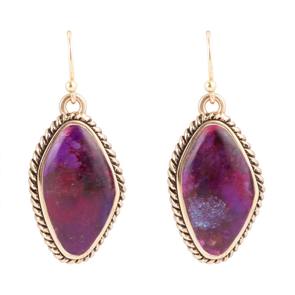Purple Turquoise Boulder Statement Earrings