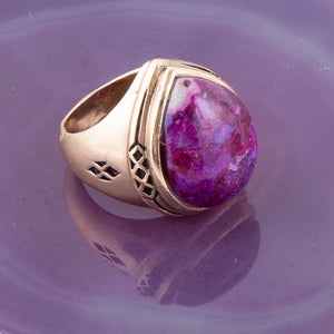 Purple Turquoise Golden Teardrop Ring
