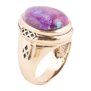 Purple Turquoise Golden Teardrop Ring