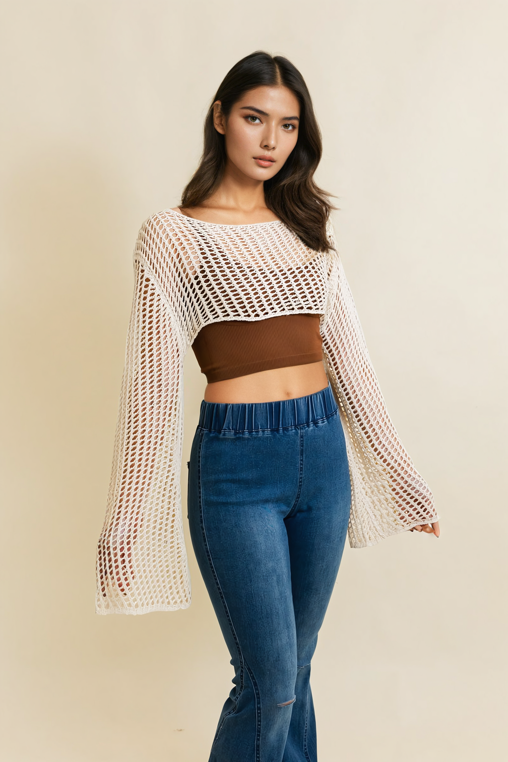 Loom Knitted Cropped Sweater Leto Collection