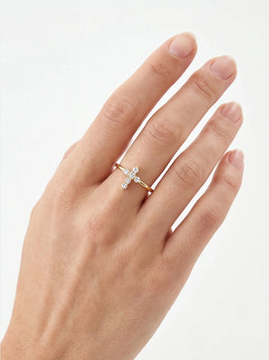 Cross Accent Adjustable Ring