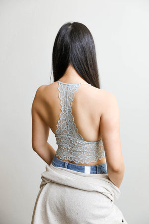 Racerback Flower Lace Bralette Padded