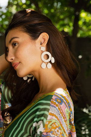 Raffia Bloom Circle & Teardrop Earrings Jewelry Leto Collection 